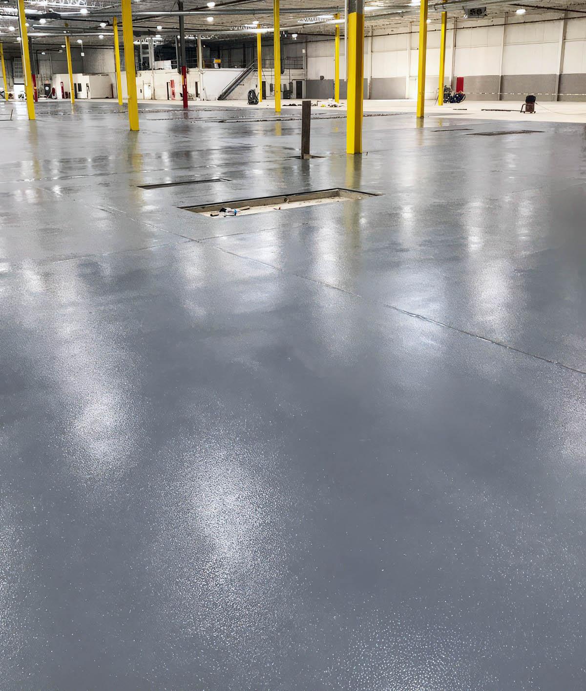 Coated industrial warehouse floor