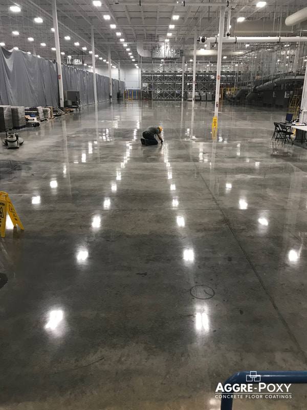 Polished concrete floor in an industrial space