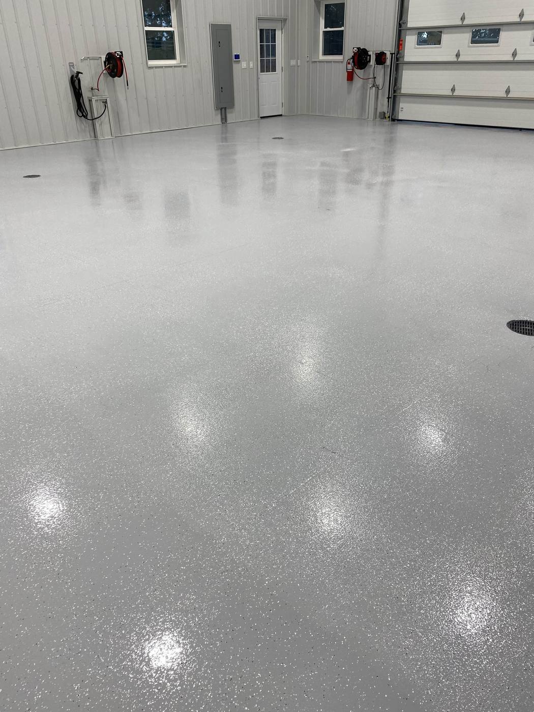 Coated shop floor