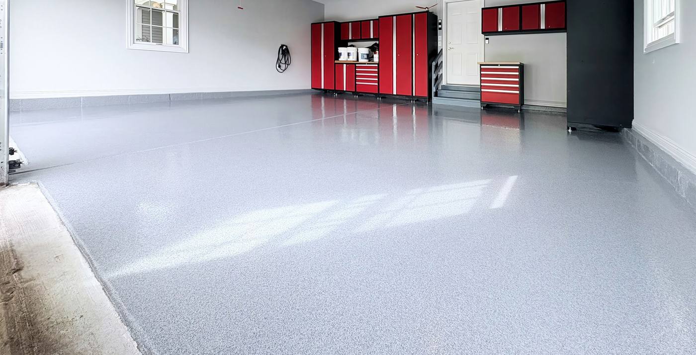 Coated garage floor