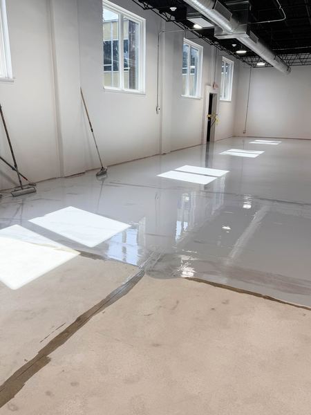 Fresh solid-color coating going down